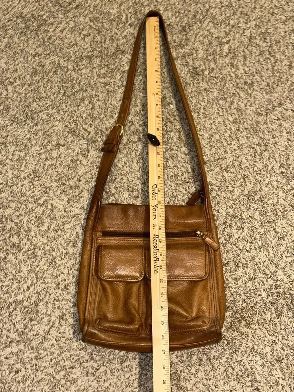 Fossil 75082 Brown Pebbled Leather Messenger Shoulder Bag